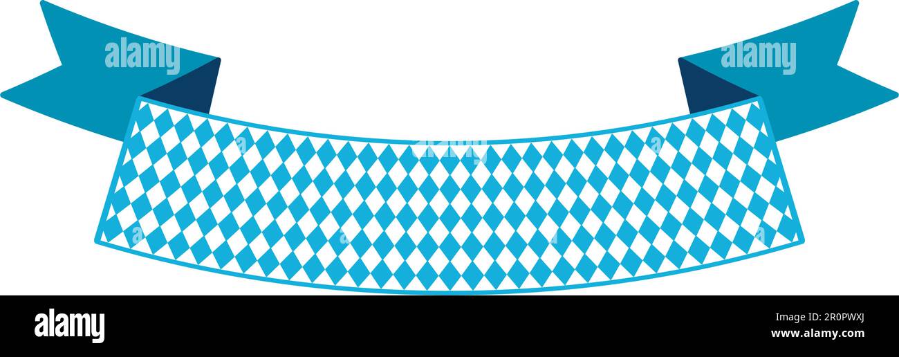 Oktoberfest simple ribbon for banner and headline in bavarian colors. Bar blue ribbon. Vector Stock Vector