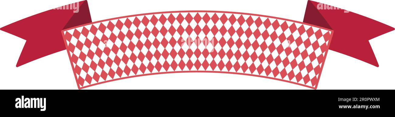 Oktoberfest simple ribbon for banner and headline in bavarian colors. Bar red ribbon. Vector Stock Vector
