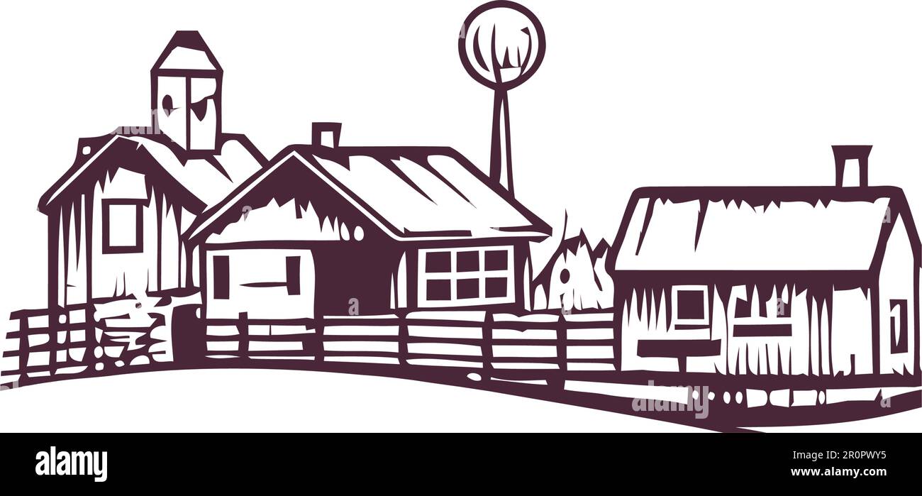 Rural architecture, nature landscape backdrop Stock Vector Image & Art ...