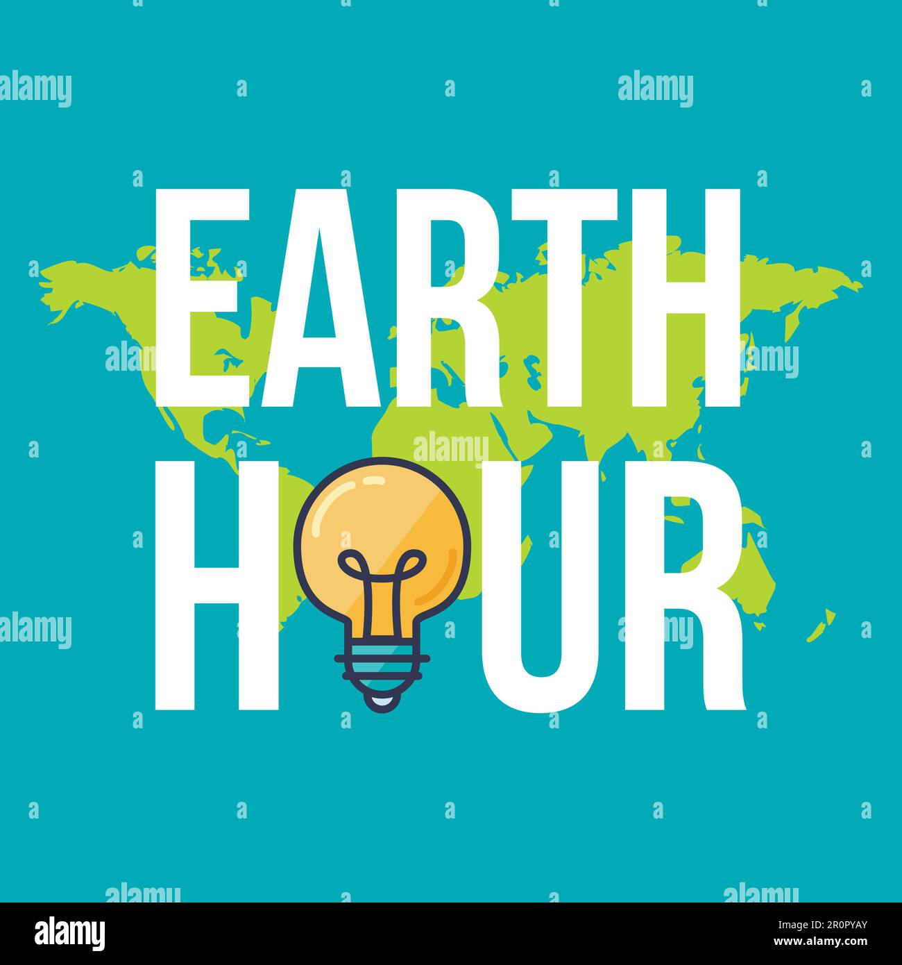 Earth Hour Banner With Lamp And Text. Ecology poster. Vector Stock