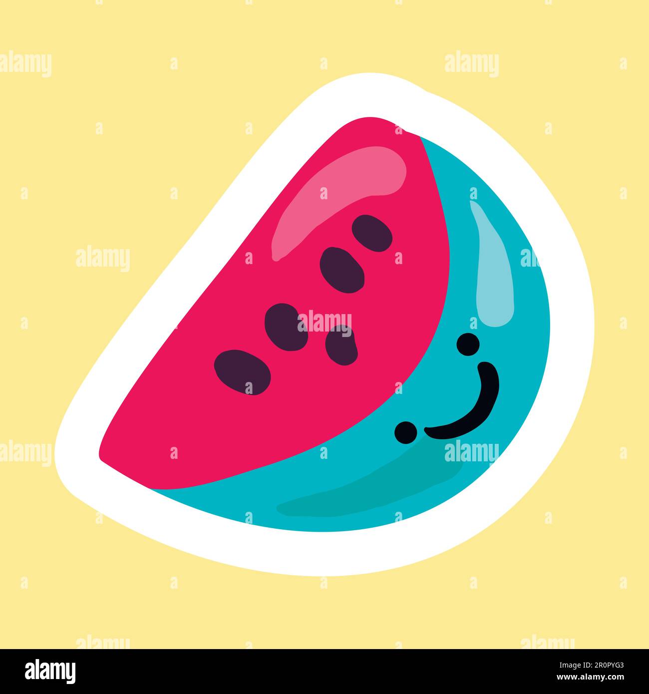 Sticker with berry. Cheerful smiling watermelon. Symbol of summer ...