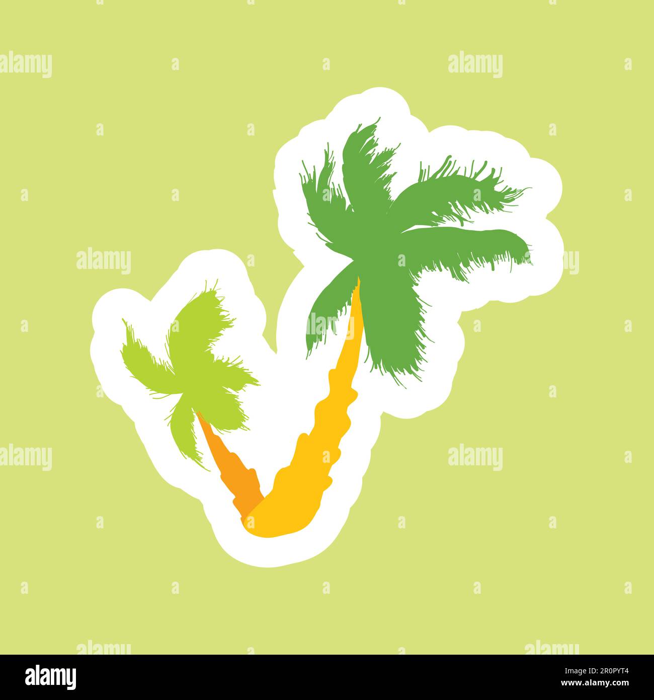 Tropical palms island. Nature sticker and patch. Tree symbol. Beach sign. Plant icon. Vector Stock Vector