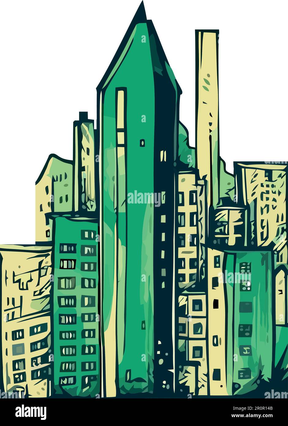 Picture of Modern city skyline illustration with iconic buildings Stock Vector ...