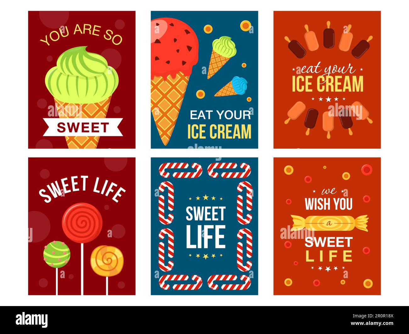 Ice cream greeting cards set Stock Vector Image & Art - Alamy