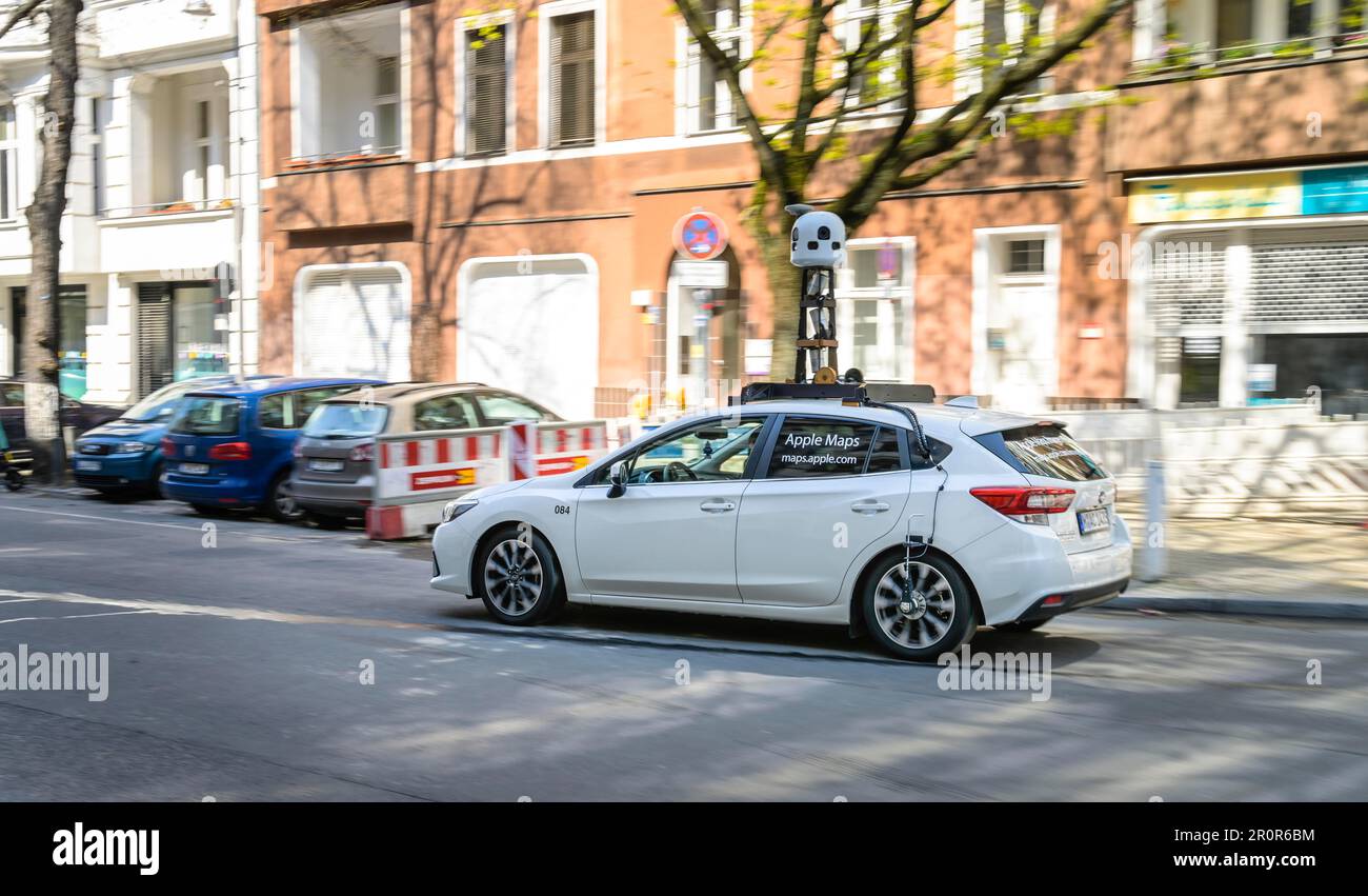 Apple Maps car taking pictures, Wilmersdorf, Berlin, Germany Stock Photo