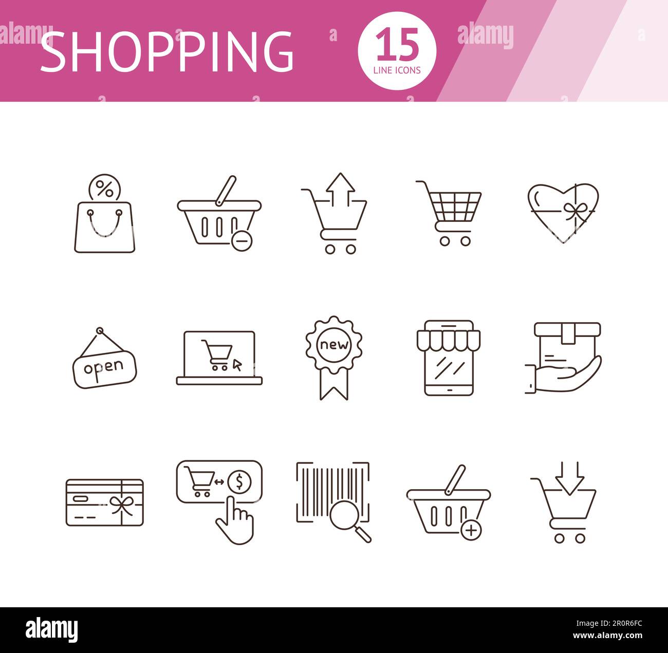 Shopping line icon set Stock Vector Image & Art - Alamy
