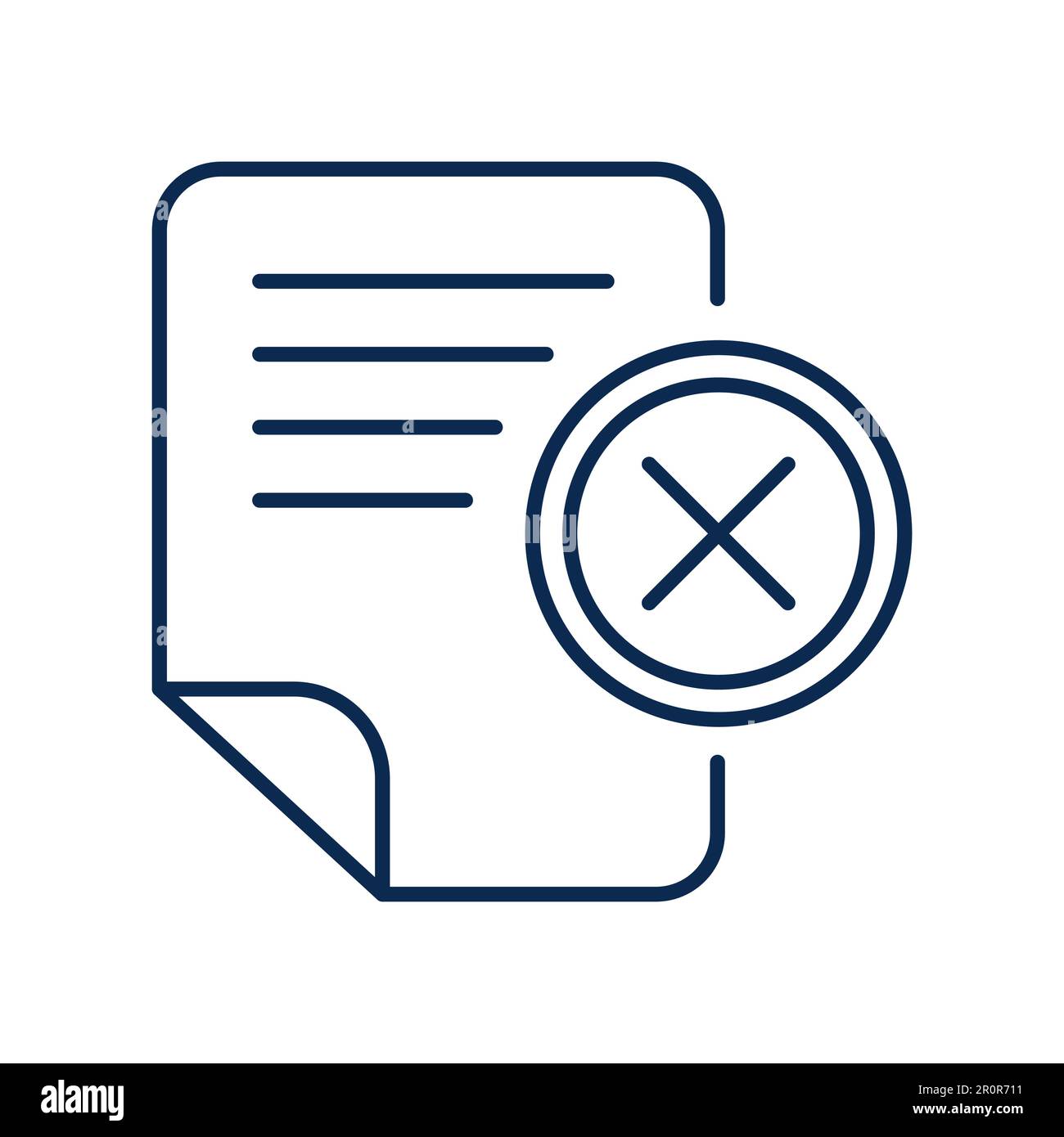 Office document monochrome linear icon. Text file deletion color thin ...