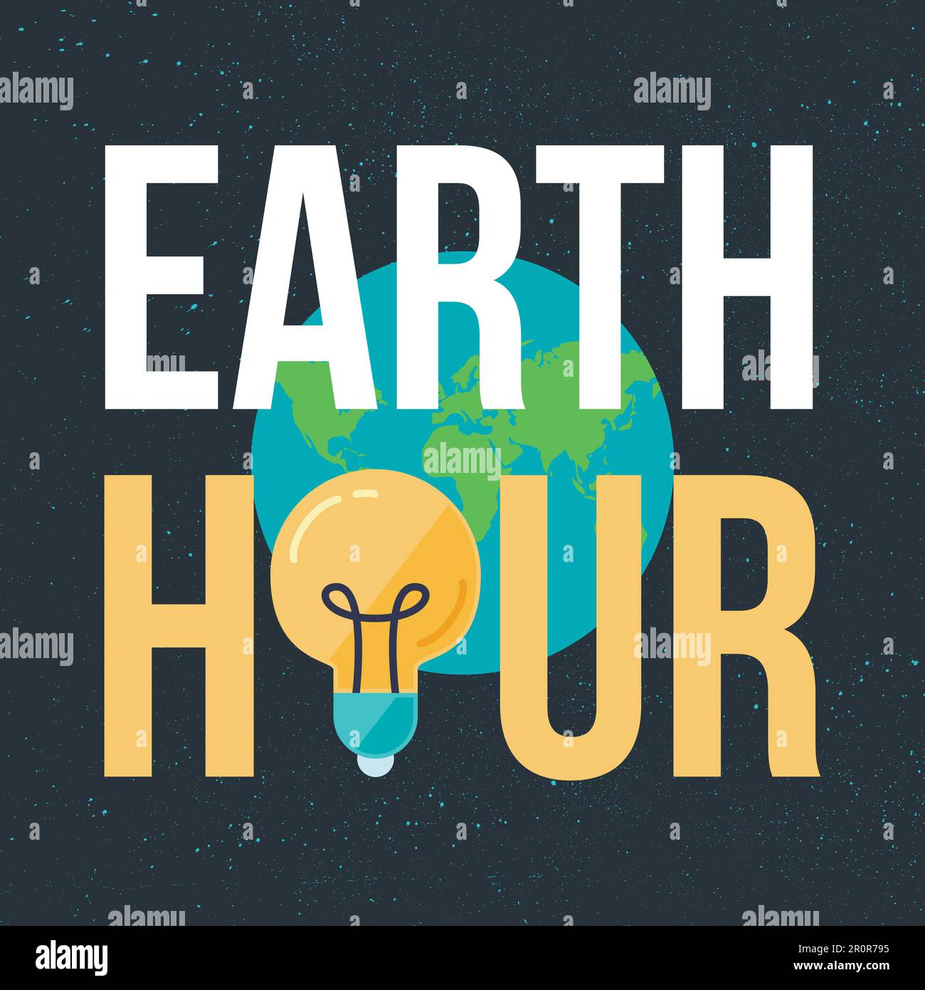 Earth Hour Banner With Lamp And Text. Ecology poster. Vector Stock