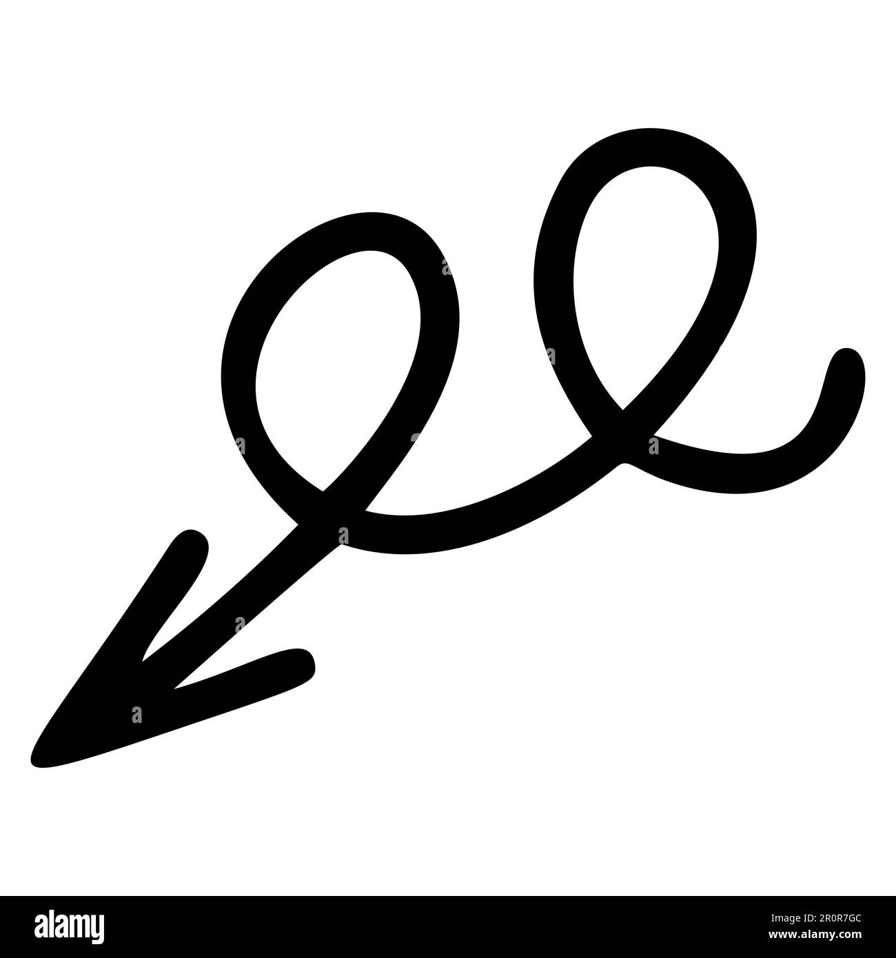 Curved arrow hand drawn vector illustration. Navigation sign, up curve