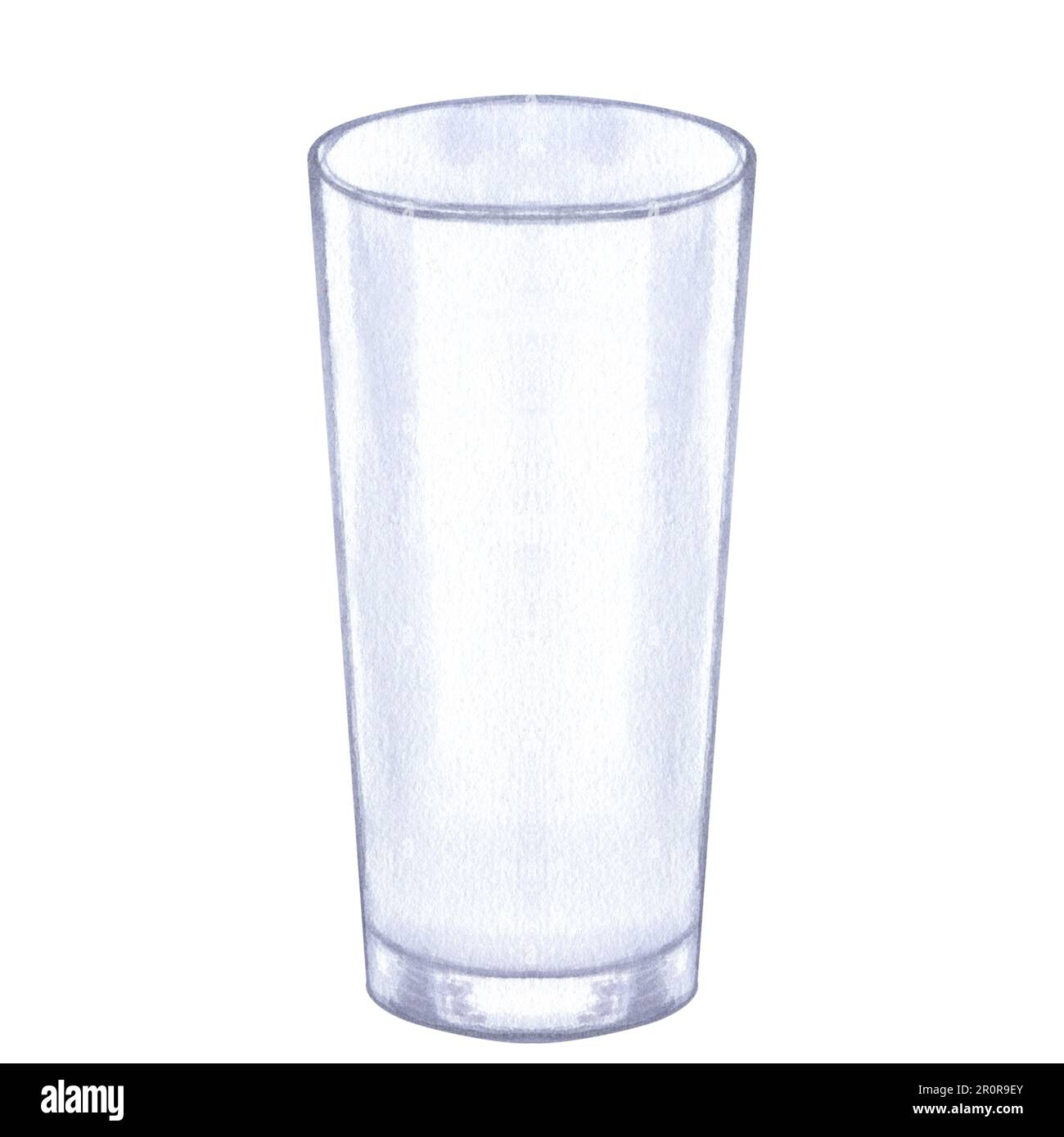 Empty transparent glass tumbler for water, juice, cocktail. Hand drawn ...