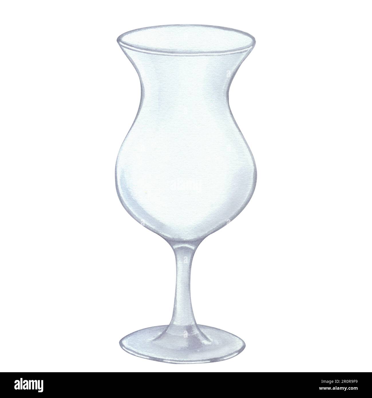 Empty transparent glass tumbler for water, juice, cocktail. Hand drawn ...