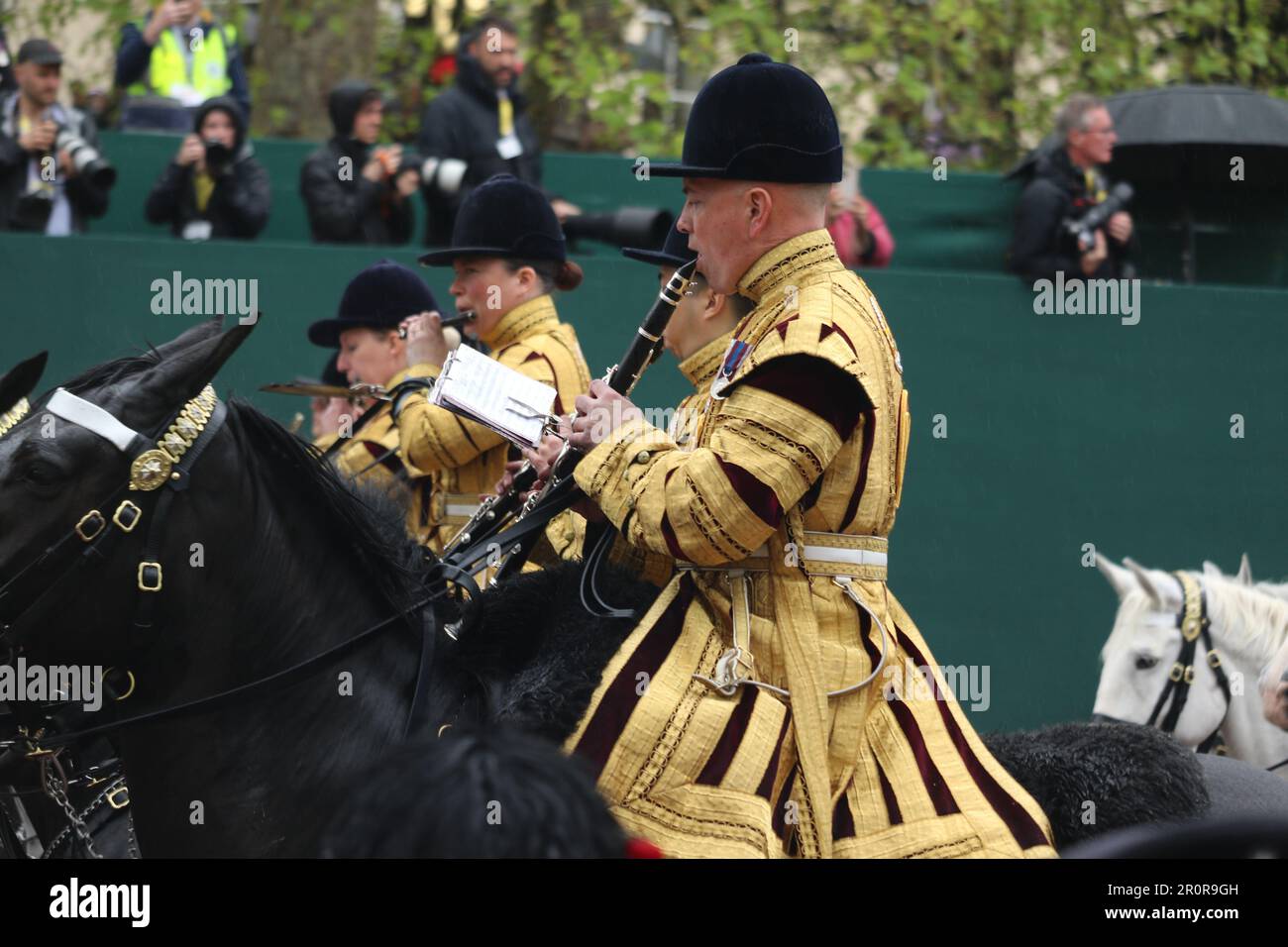 A Member of the Household Cavalry Mounted Band plays the