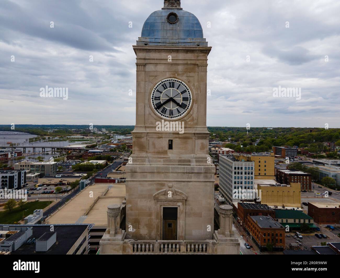 The clocktower on the old Davenport Bank; Davenport, Iowa, USA Stock