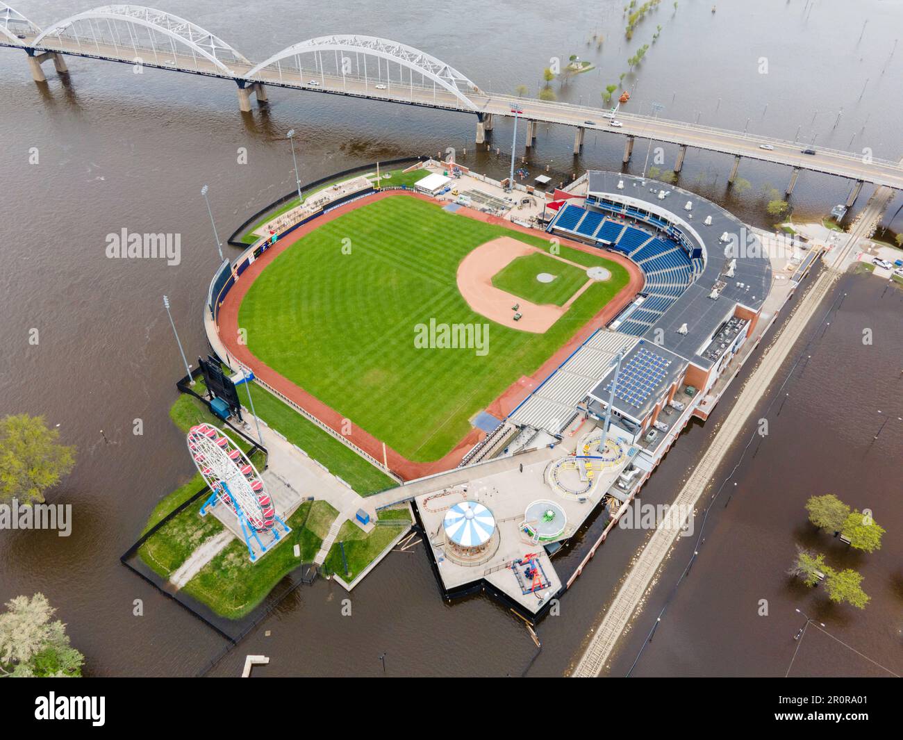 Modern Woodmen Park Baseball Stadium; Davenport, Iowa, USA Stock Photo