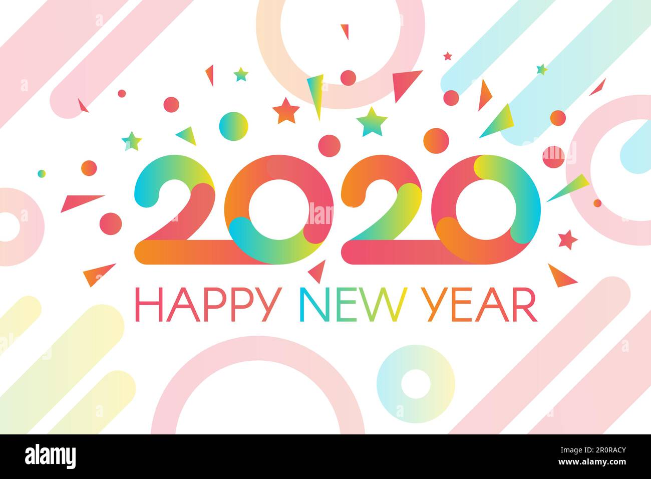 Colorful 2020 Happy New Year with Fireworks Banner. Luxury Two Thousand ...