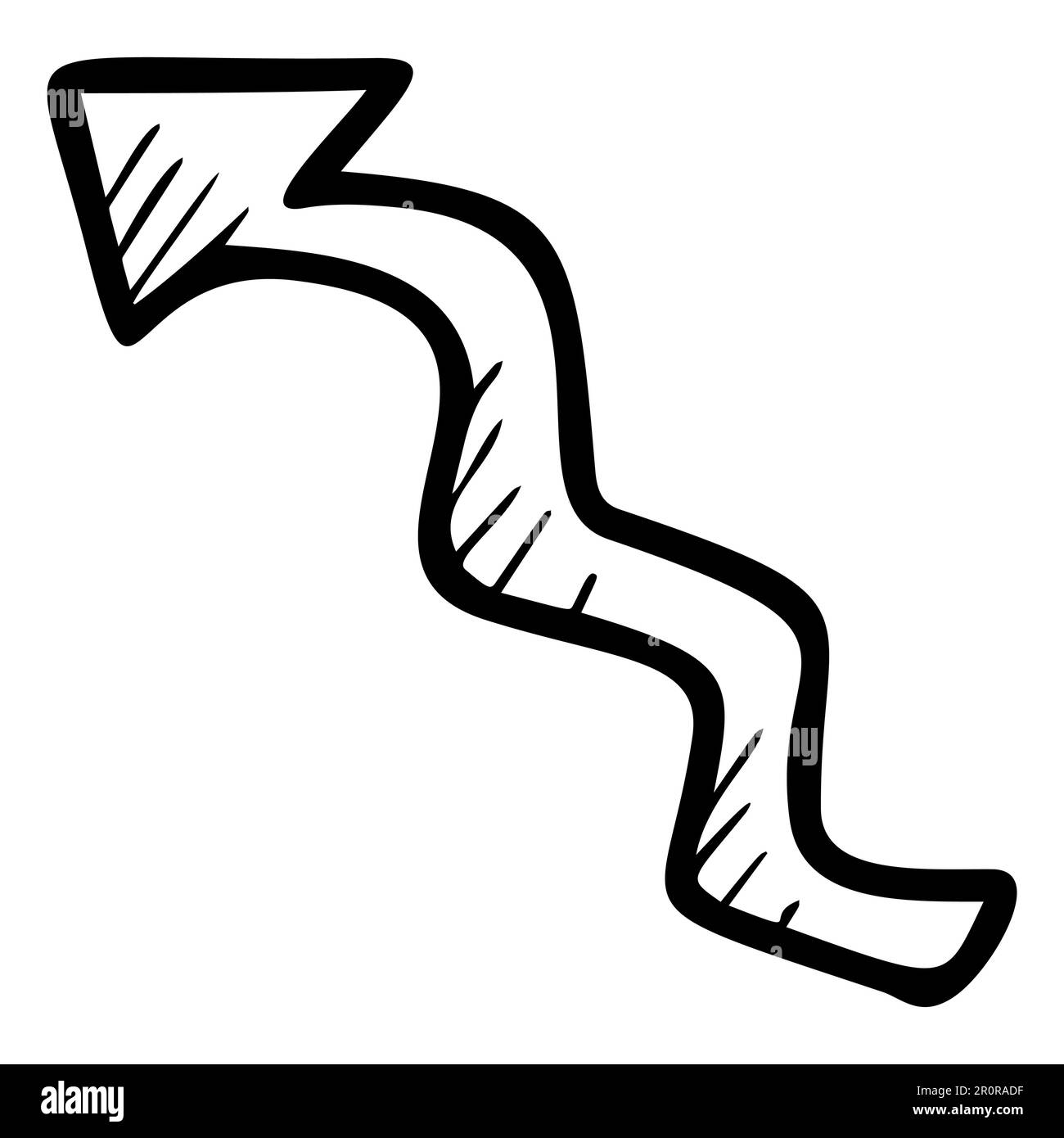 Curved arrow hand drawn vector illustration. Navigation sign, up curve