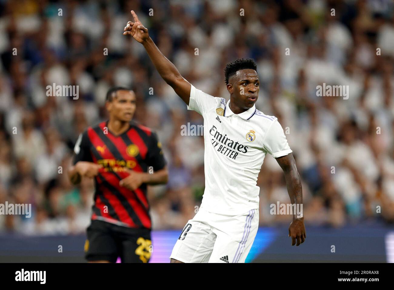 Madrid, Spain. 09th May, 2023. XXXXX and XXXXX during Real Madrid vs  Manchester City F.C. Champions League match on May 09, 2023 at Santiago  Bernabeu Stadium in Madrid, Spain. Photo: CebollaSenis ALFAQUI