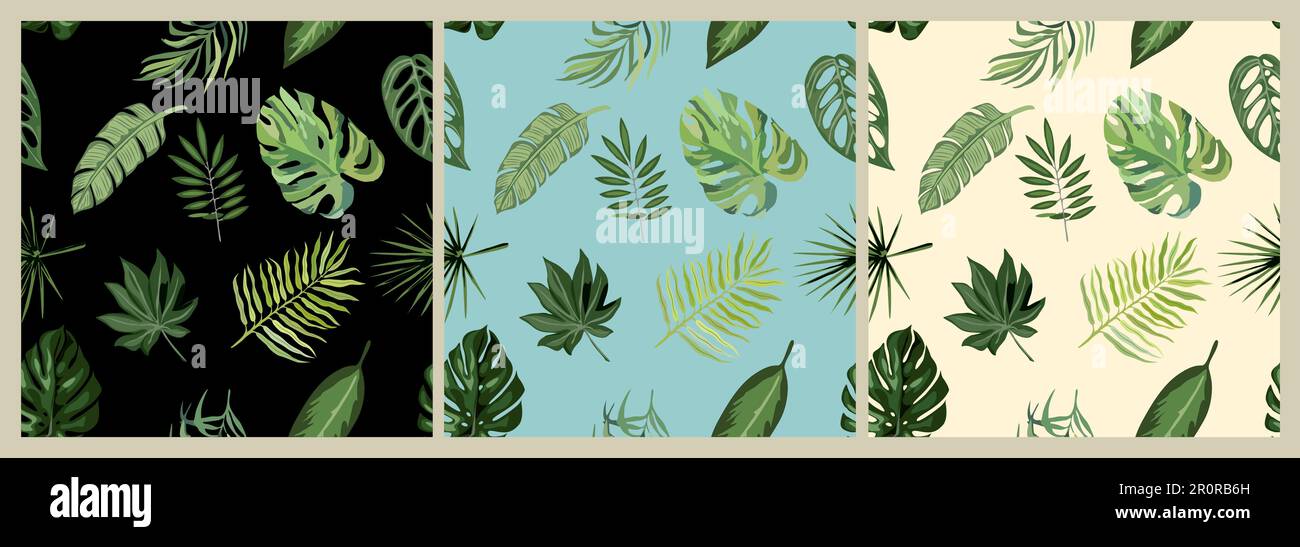 Exotic leaves seamless pattern colorful vector art Stock Vector
