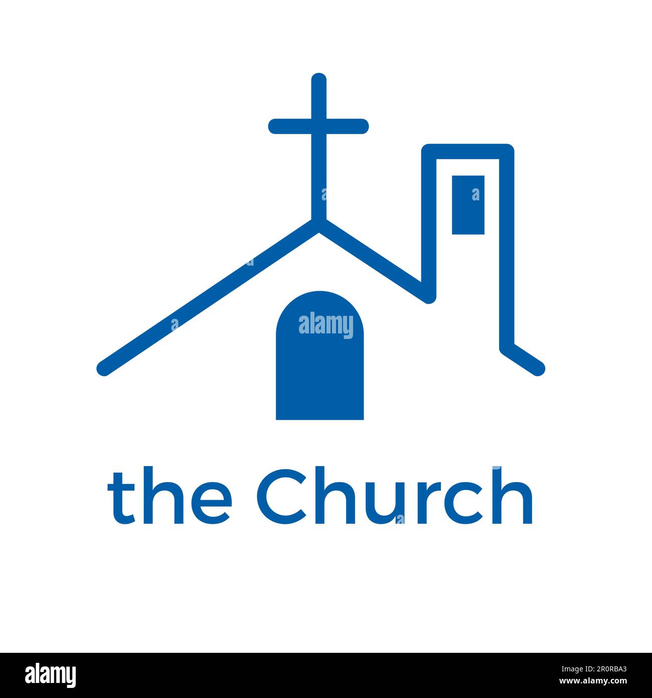 Vector abstract church with tower bell. Linear logo template Stock Vector