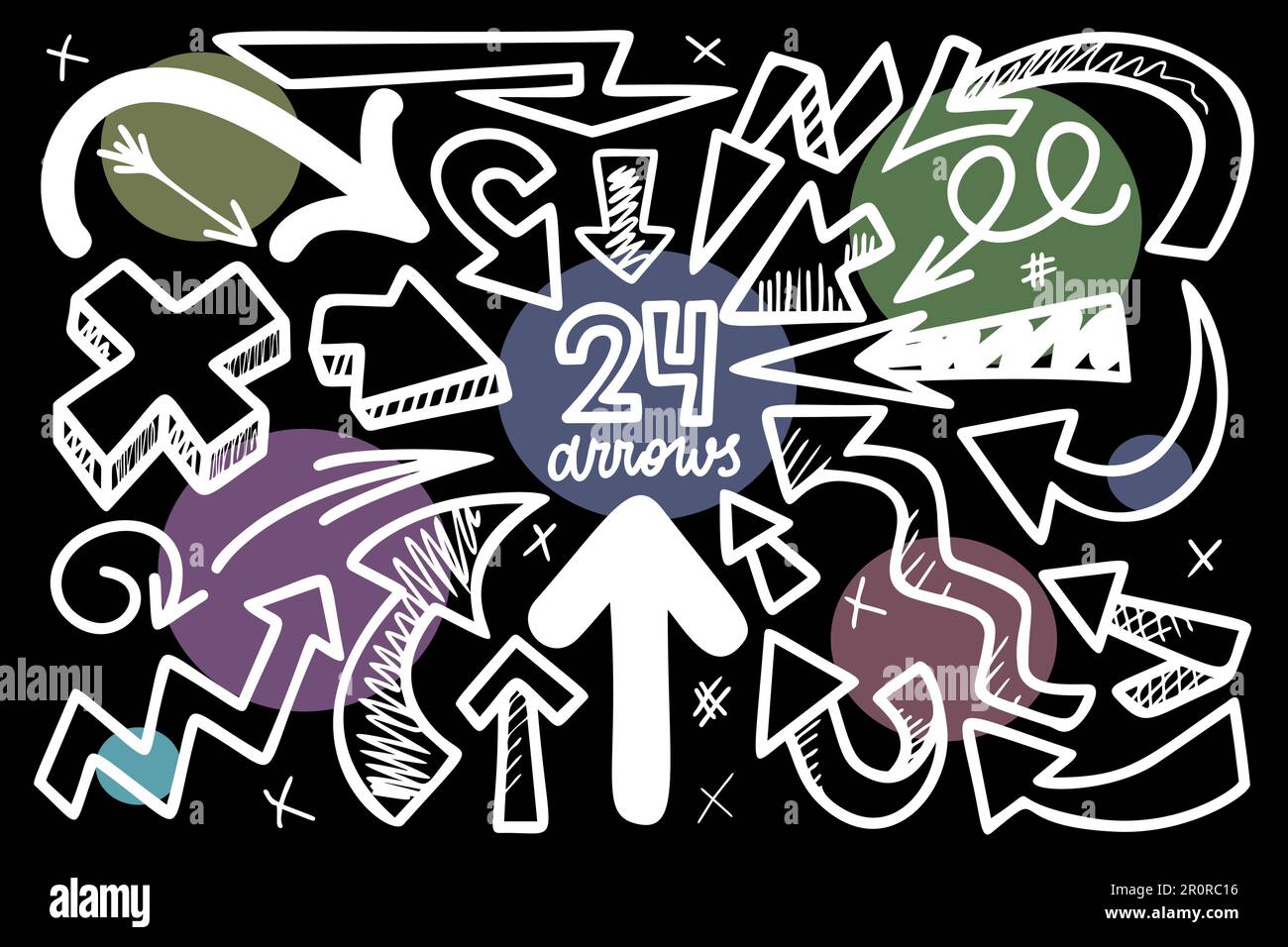Hand drawn arrows vector illustration set. Pointers collection isolated on white. Linear icons pack Stock Vector