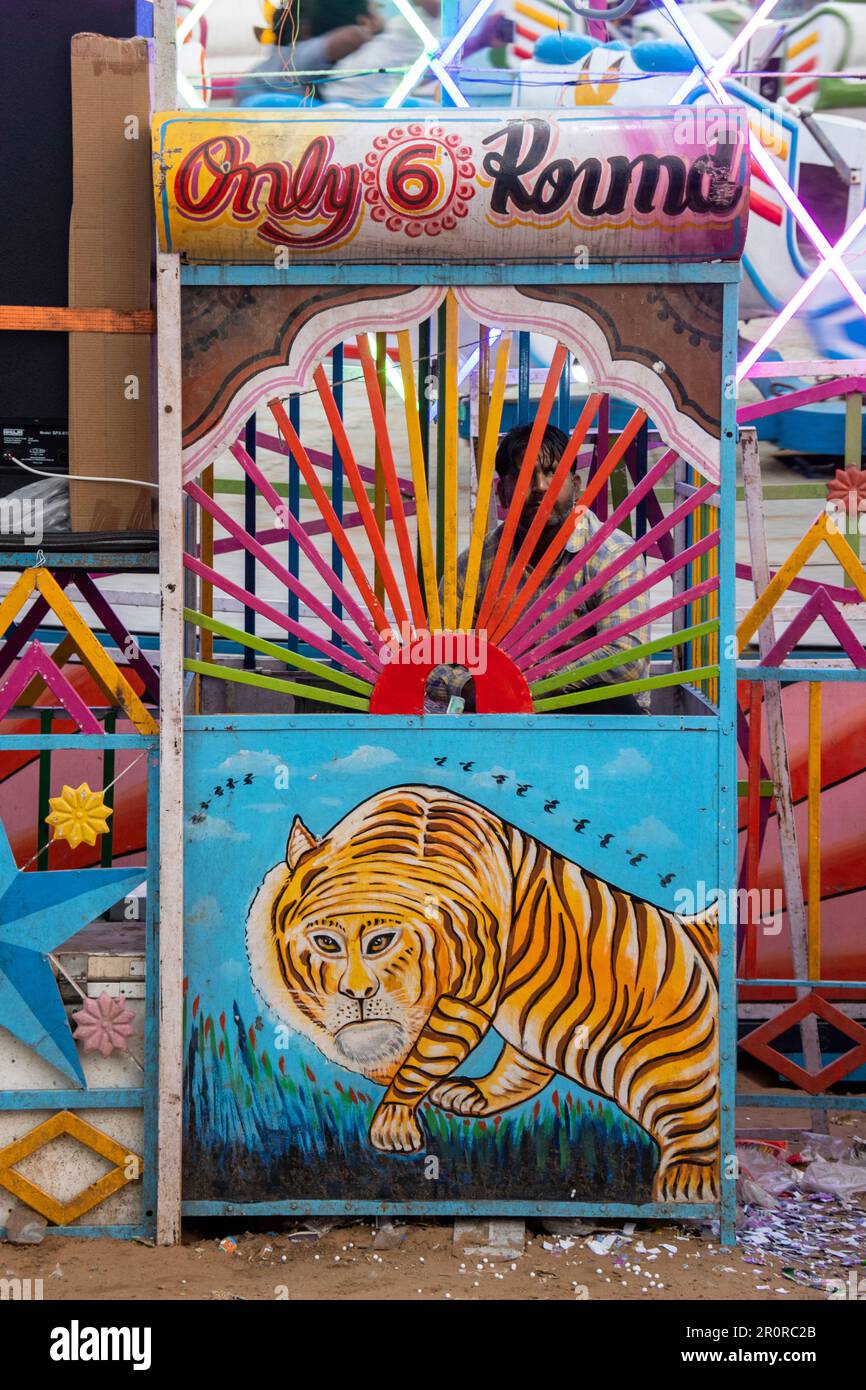 Fairground ticket booth, Pushkar Camel Fair, Pushkar, Rajasthan, India
