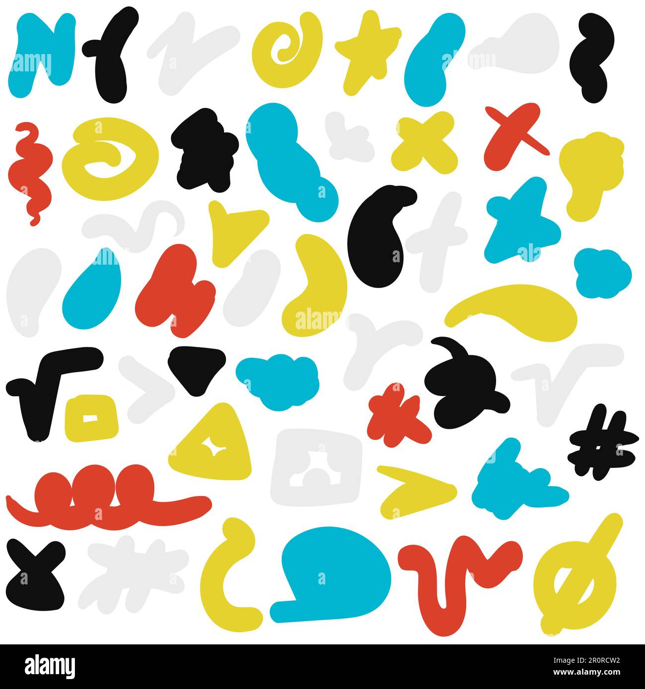Color signs hand drawn set. Graphic symbol collection. Abstract doodle ...