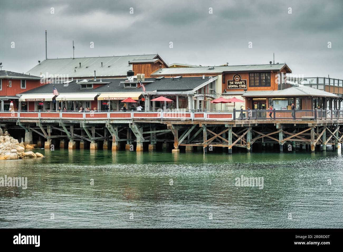 Restaurants at Old Fisherman's Wharf at the waterfront of Monterey, California, USA. Stock Photo