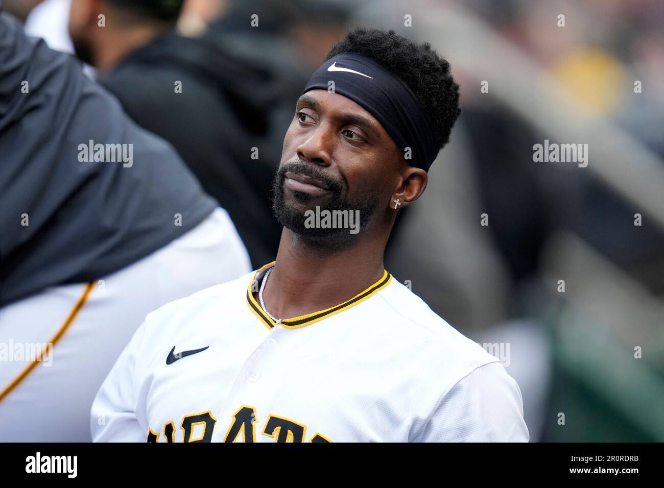 Pittsburgh Pirates' Andrew McCutchen stands in the dugout before a