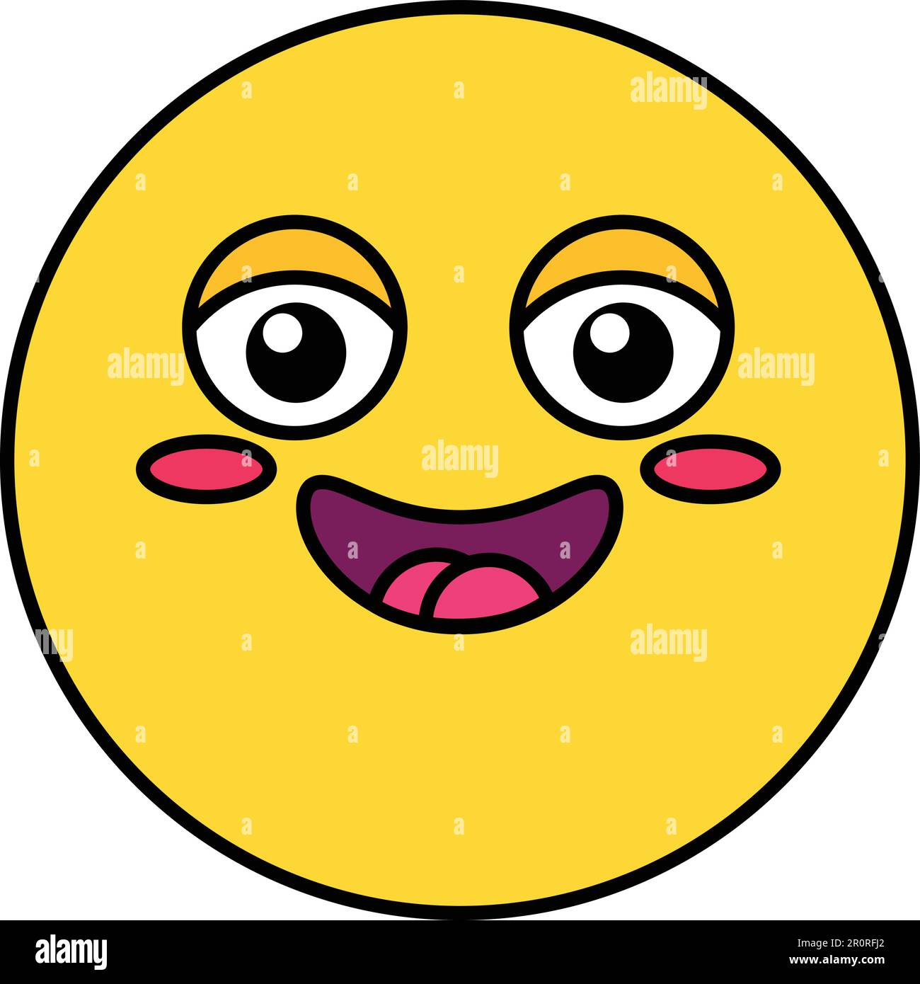 Happy, shy emoji color illustration. Yellow emoticon, social media