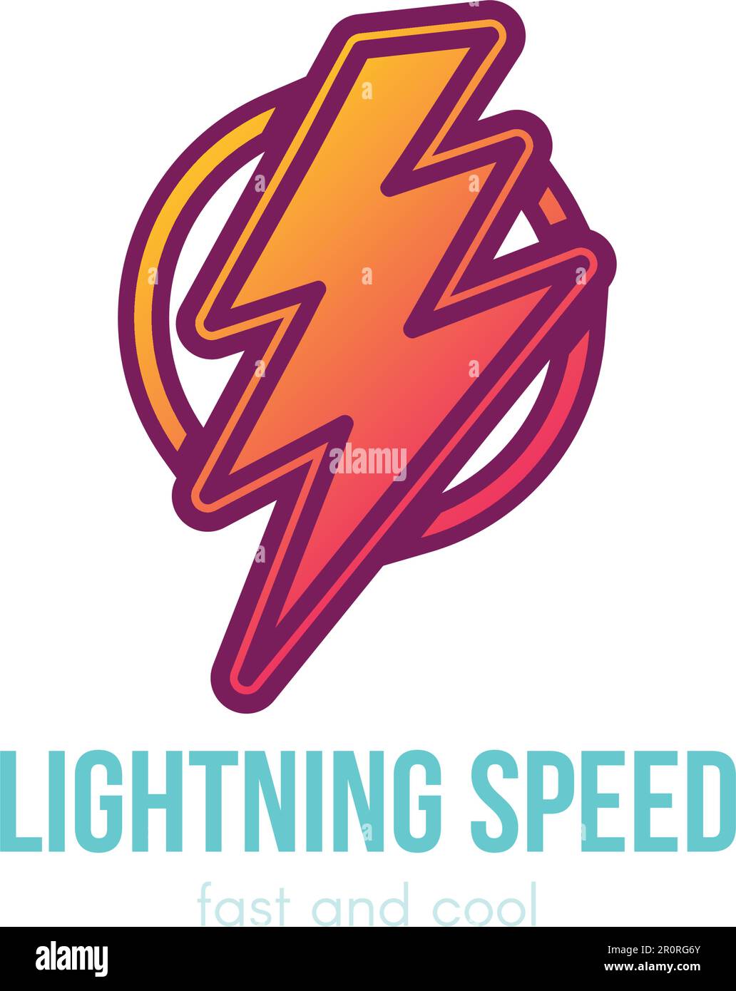 Thunder cartoon color illustration. Lightning speed lettering. Speed
