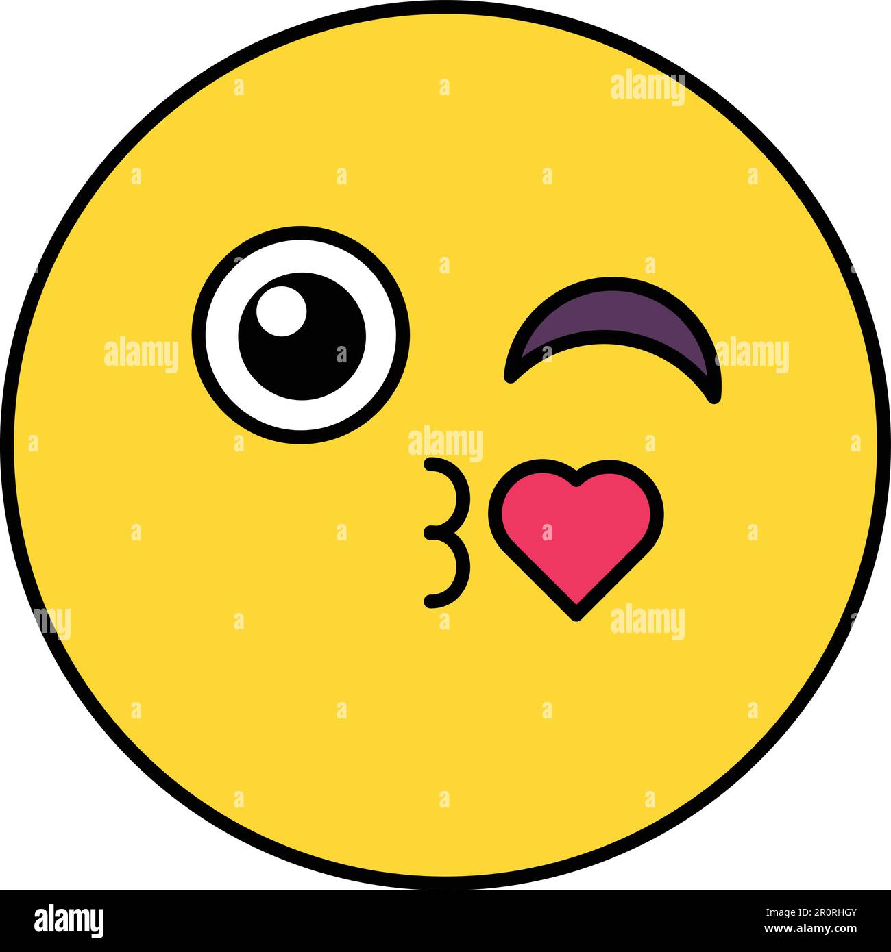 Kiss, romantic emoji illustration. Wink emoticon, passionate feeling.  Yellow cartoon sticker Stock Vector Image & Art - Alamy