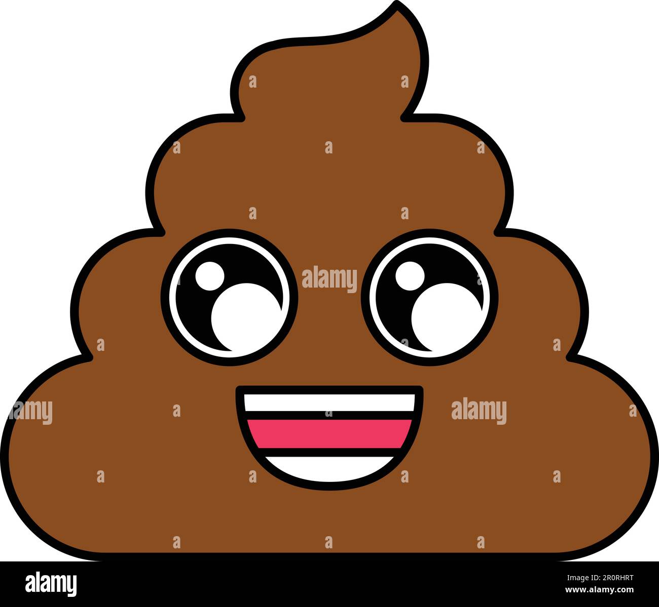 Cheerful poop emoji vector illustration. Wide smile dung emoticon