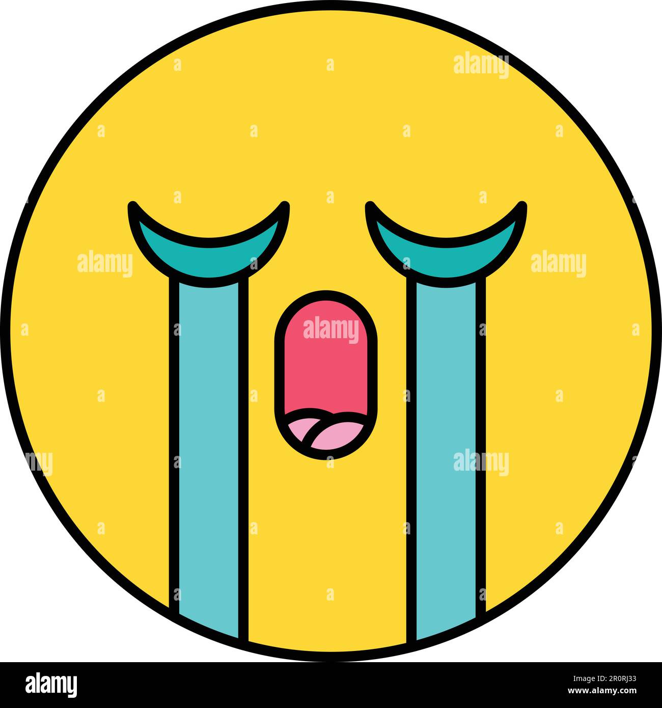 Crying, teary cute emoji vector illustration. Weeping, pain emoticon ...