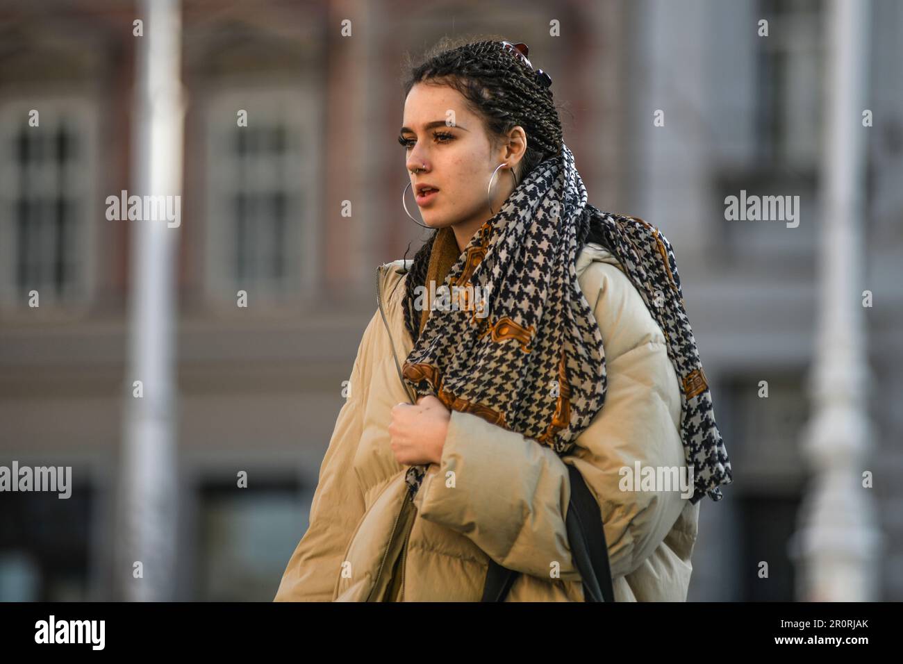 Croatian young girl in Ban Jelacic Square, Zagreb, Croatia Stock Photo