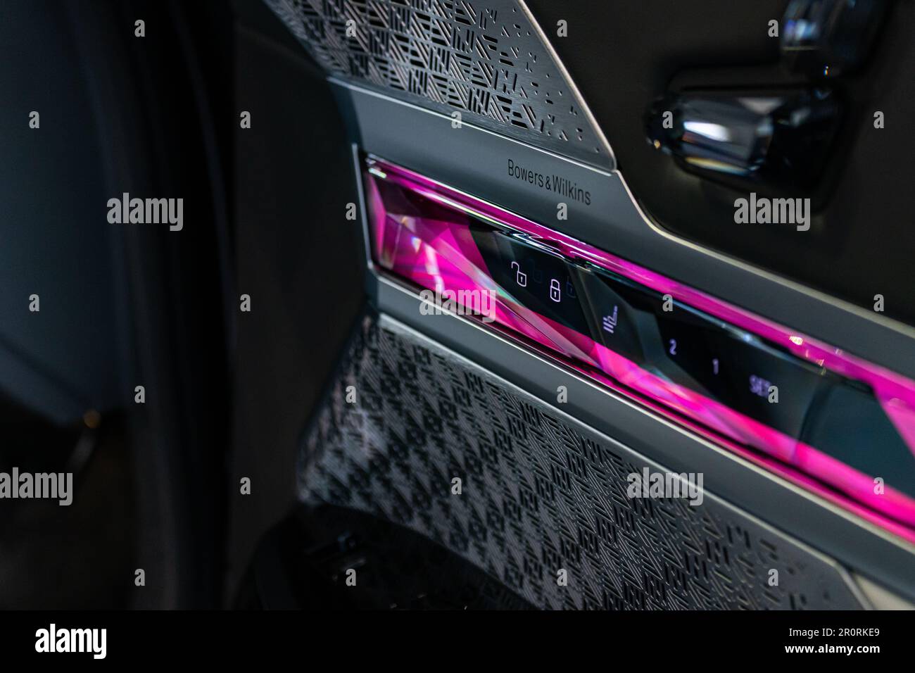 Interior Lighting and Pattern Detail inside 2023 BMW i7 Vehicle Stock ...