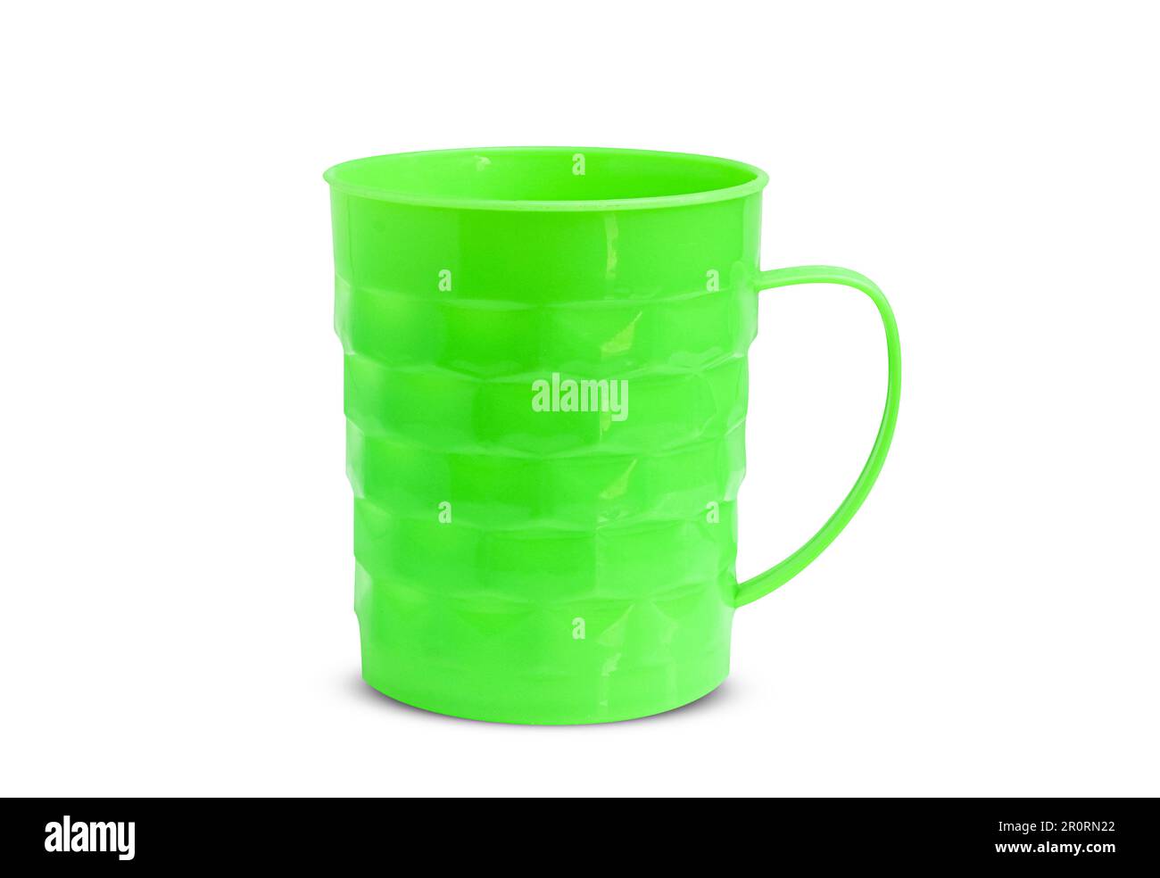 Plastic green cup isolated on white background Stock Photo