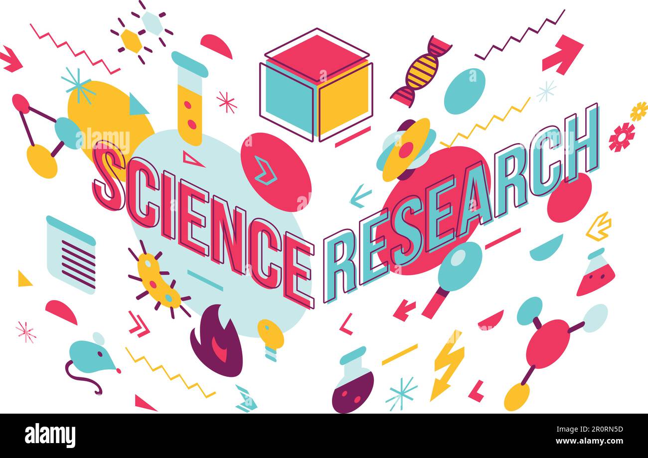Scientific study word concept banner design. Science research