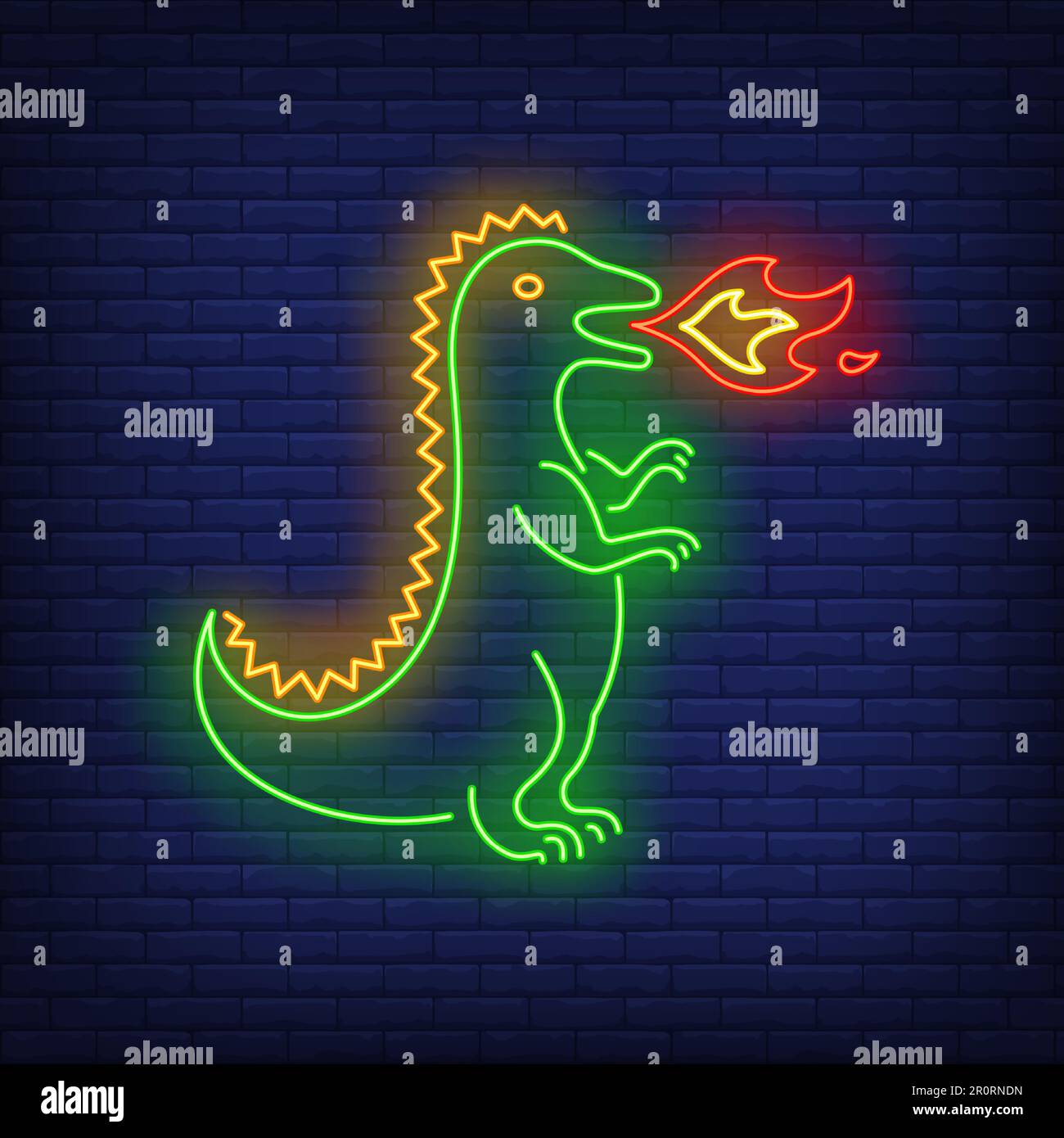 Doodle dragon fire-breathing neon sign Stock Vector Image & Art - Alamy