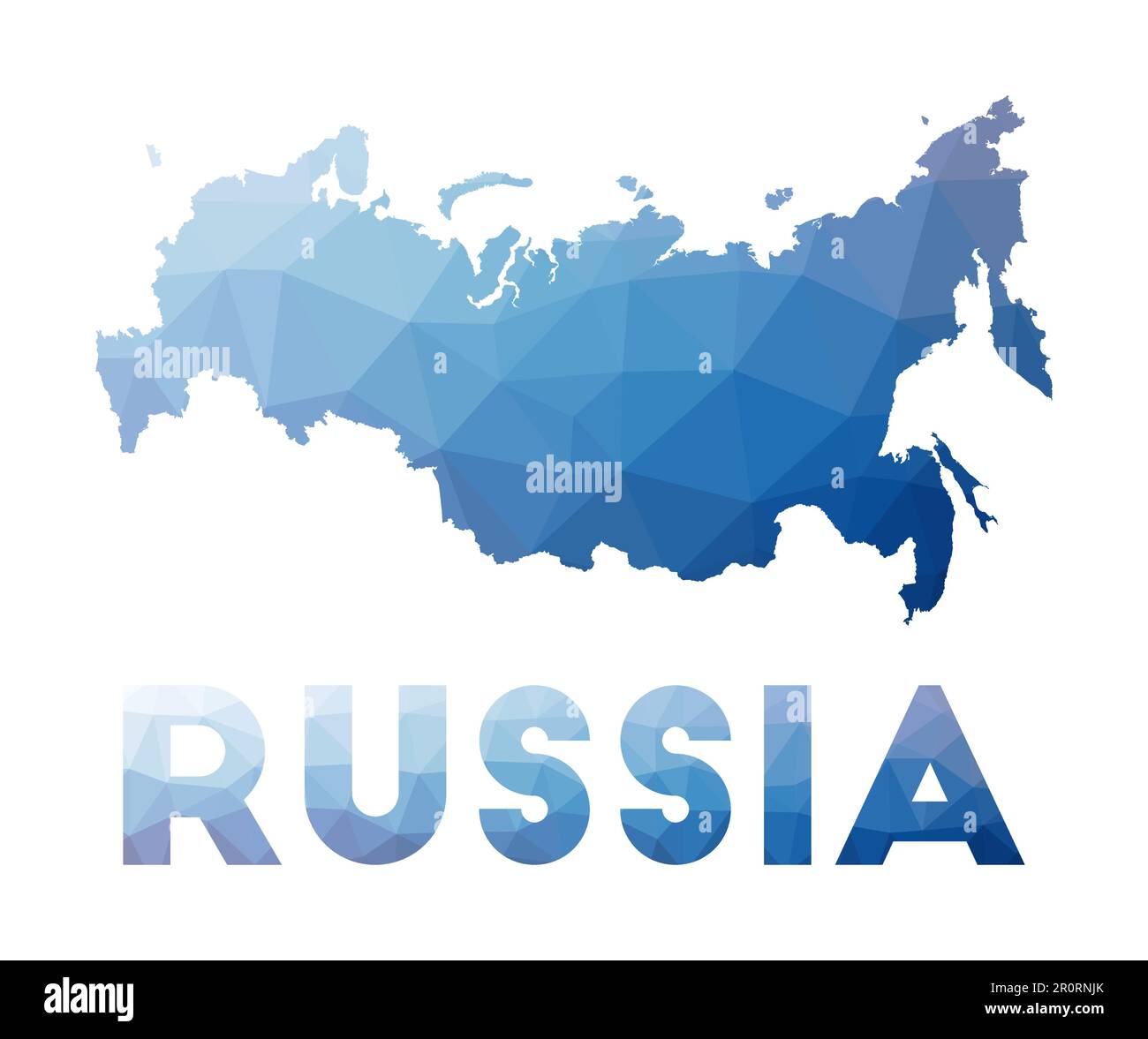 Low poly map of Russia. Geometric illustration of the country. Russia polygonal map. Technology, internet, network concept. Vector illustration. Stock Vector
