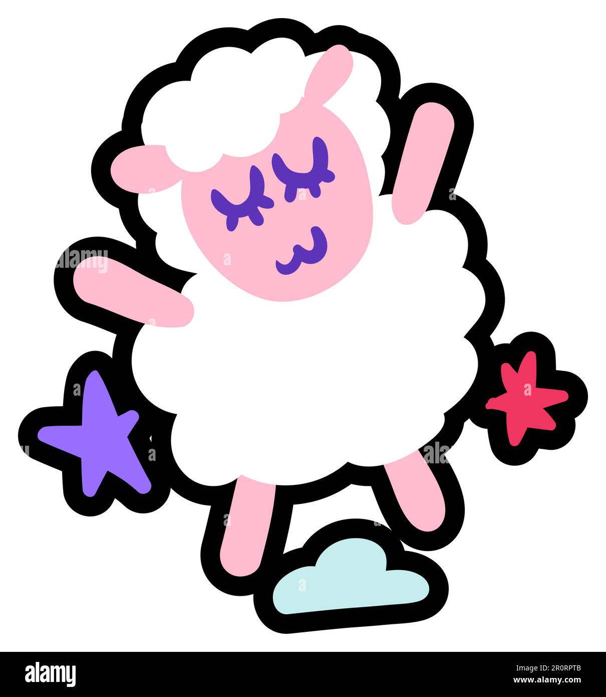 Cute little lamb flat vector illustration. Adorable sheep, poddy