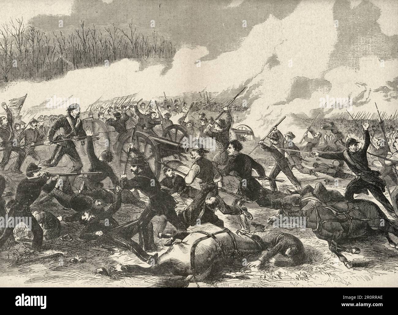 The hand to hand fighting over Schwartz's Battery at Fort Donelson during the American Civil War, 1862 Stock Photo