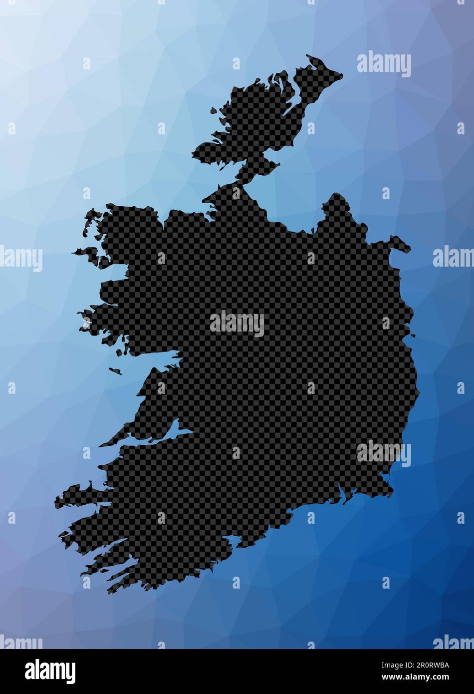 Ireland geometric map. Stencil shape of Ireland in low poly style. Elegant country vector