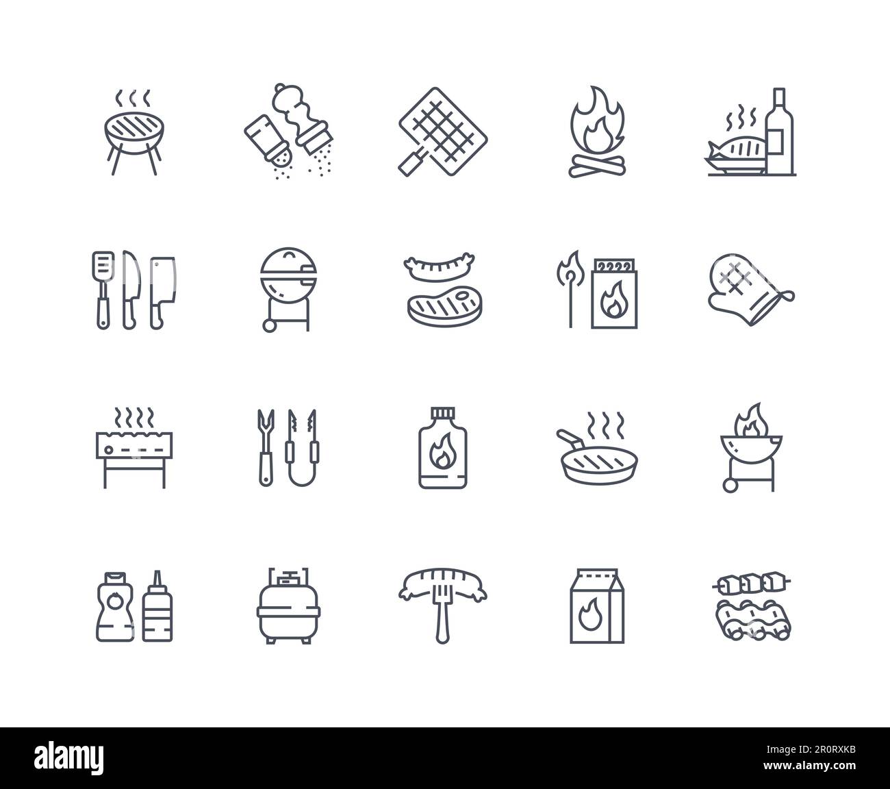 Barbecue icons outline set Stock Vector Image & Art - Alamy