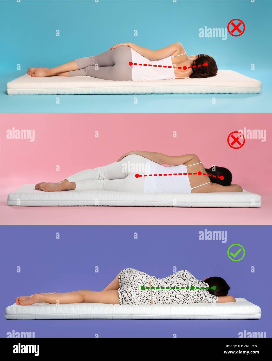 Best And Worst Sleep Positioning Comfortable Bed With Orthopedic Pillow And  Mattress For Correct Sleeping Posture Stock Illustration - Download Image  Now - iStock