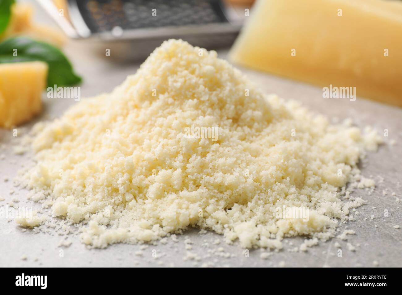 Close up of grated Parmesan cheese