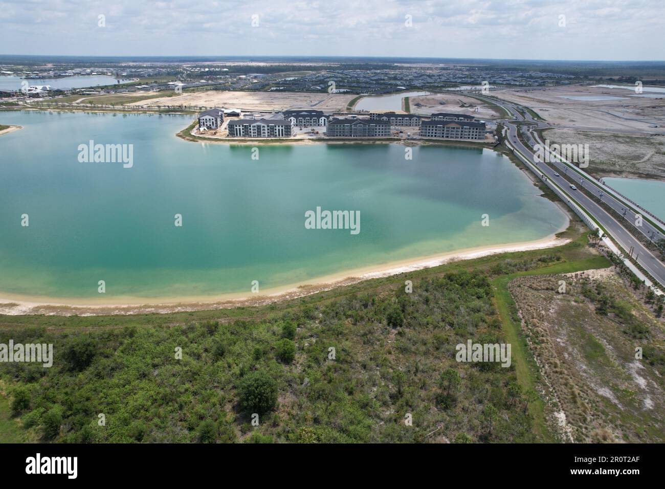 Aerial Babcock Ranch lakefront apartments Stock Photo Alamy