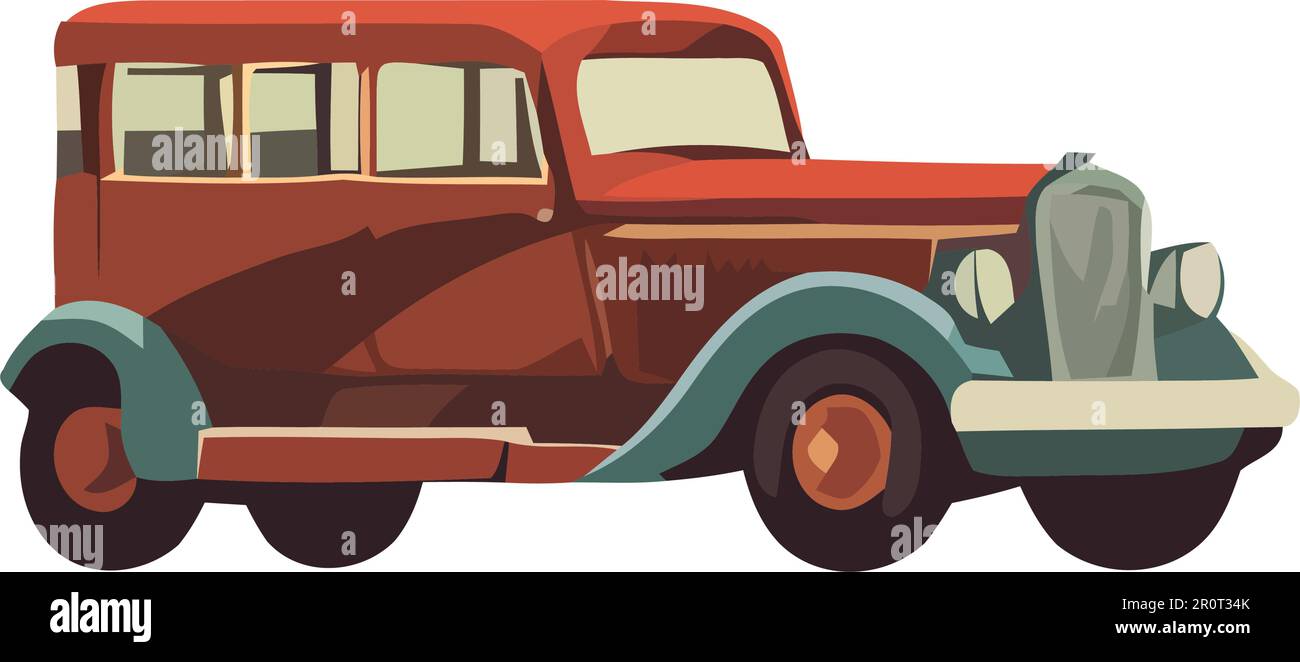 Vintage car driving on isolated Stock Vector Image & Art - Alamy