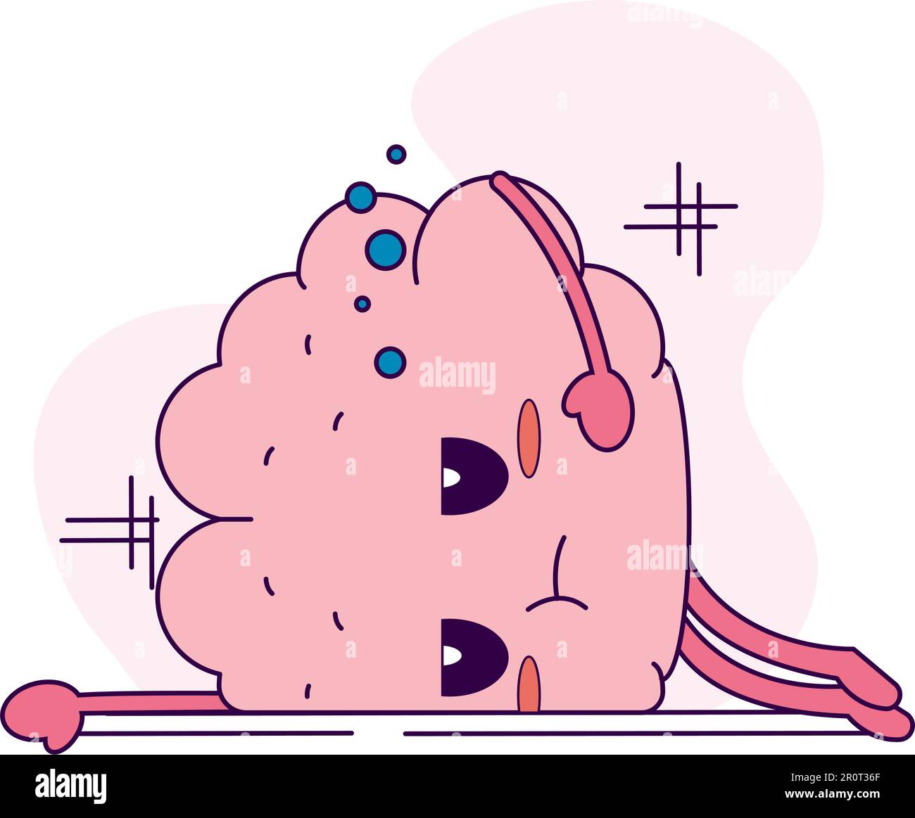 Isolated cute exhausted brain cartoon character Vector Stock Vector ...