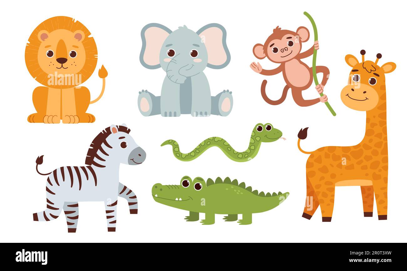 Cute safari animals set Stock Vector Image & Art Alamy