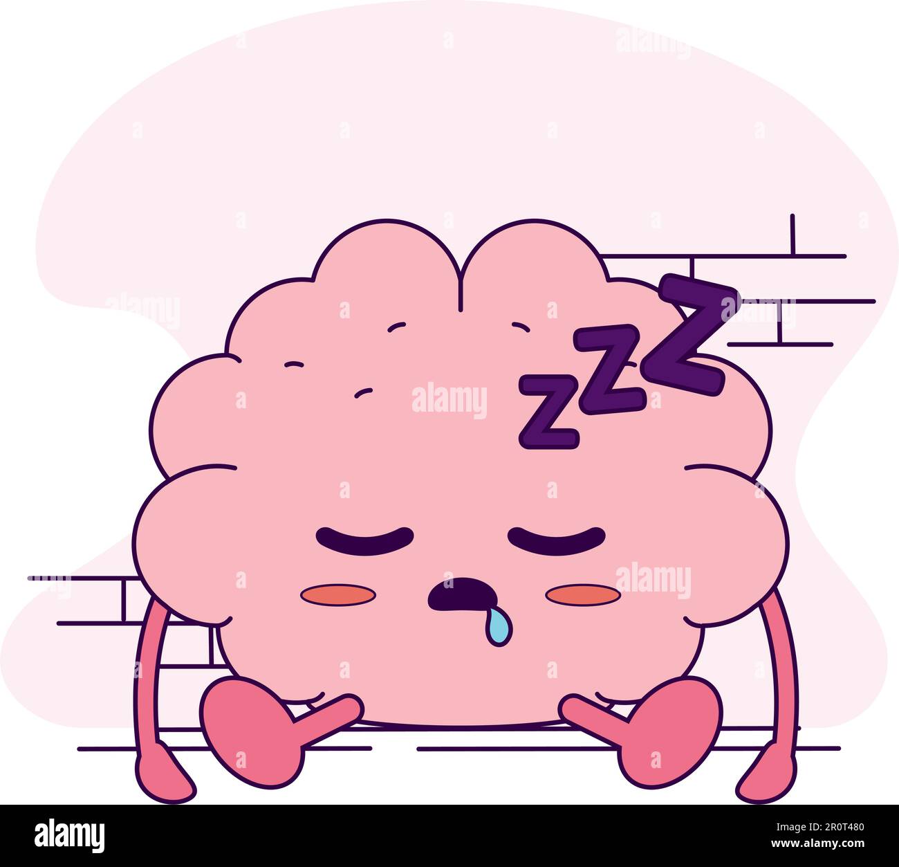 Isolated cute asleep brain cartoon character Vector Stock Vector Image ...